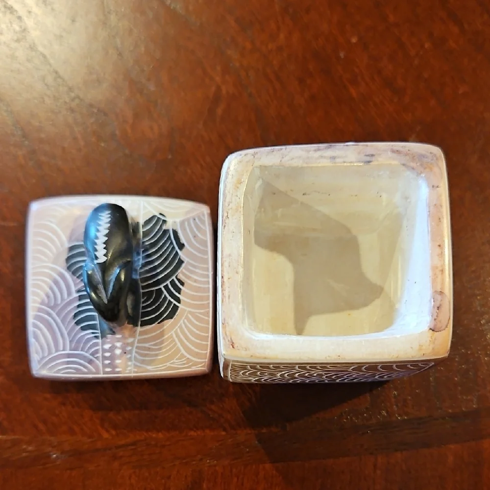 Beautifully Hand Carved Soapstone Cubic Elephant Box
